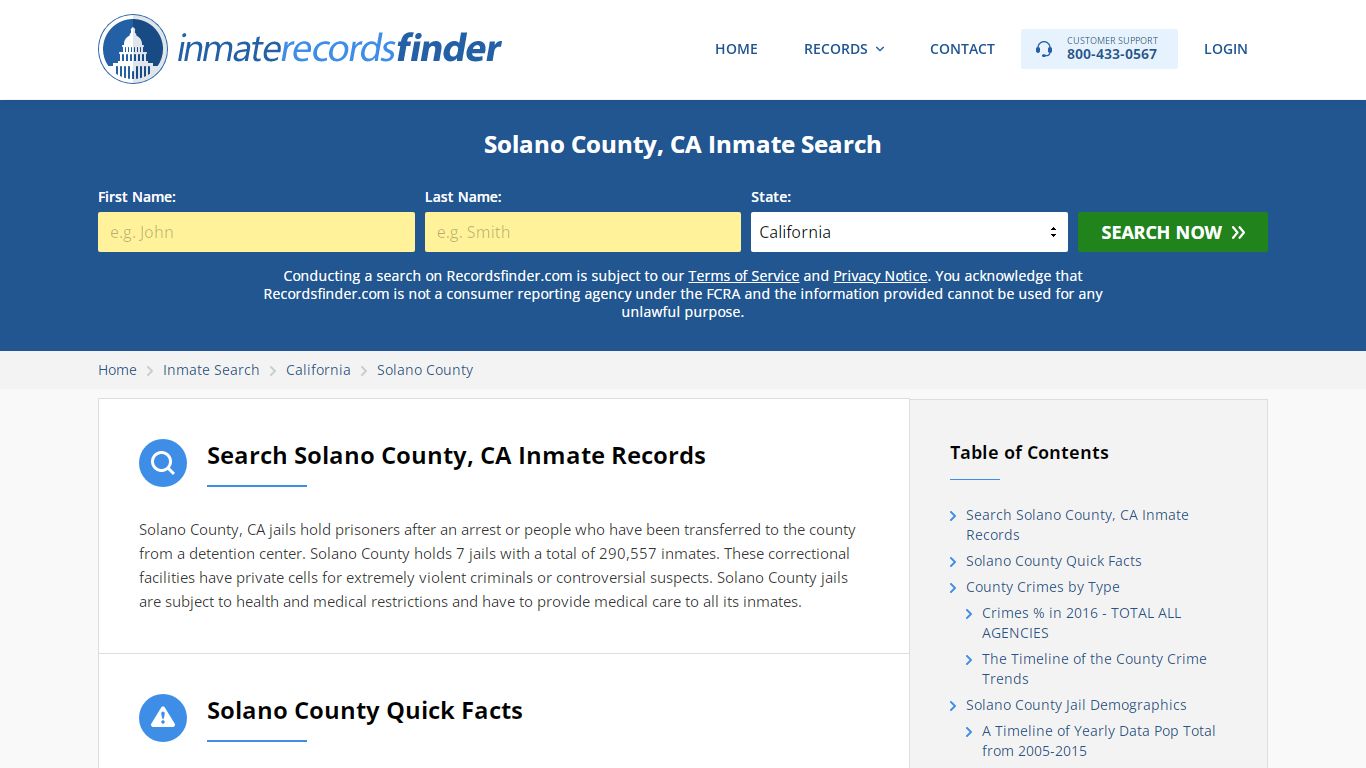 Solano County, CA Inmate Search - RecordsFinder